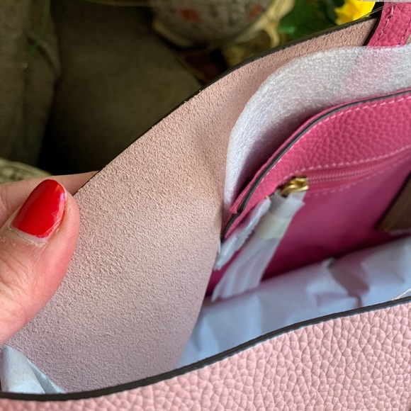 SOLD⛔️Authentic COACH Colorblock Pebbled natural leather snap Logo large tote - Picture 3 of 16